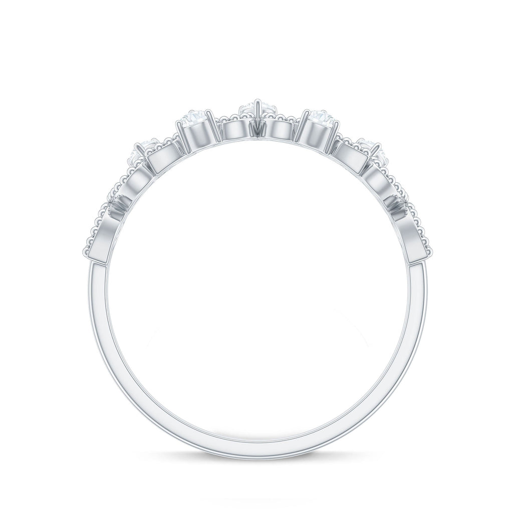 Natural Diamond Half Eternity Band with Beaded Detailing