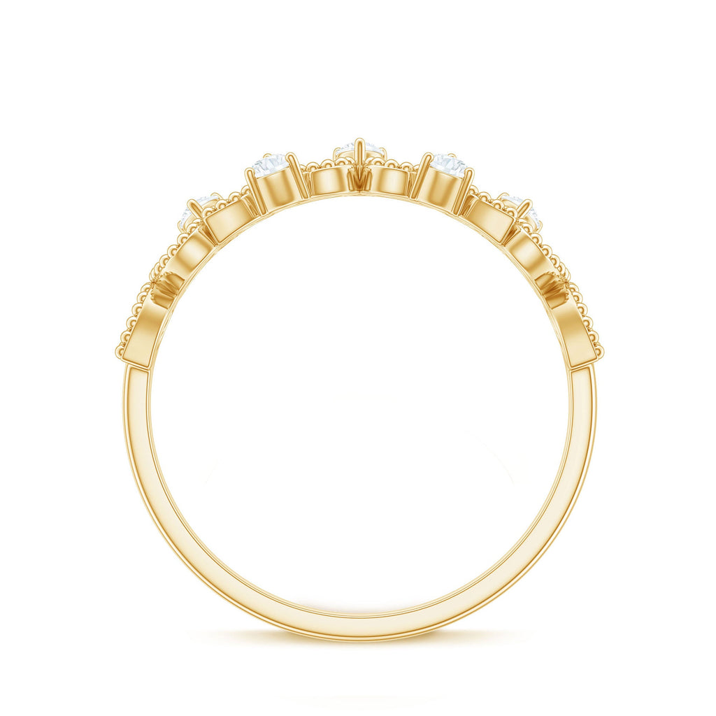 Natural Diamond Half Eternity Band with Beaded Detailing