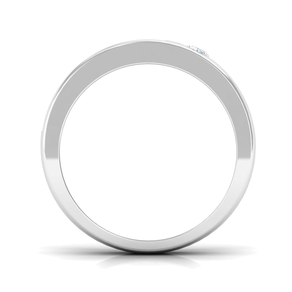 Classic Moissanite Mens Wedding Band with Black Enamel