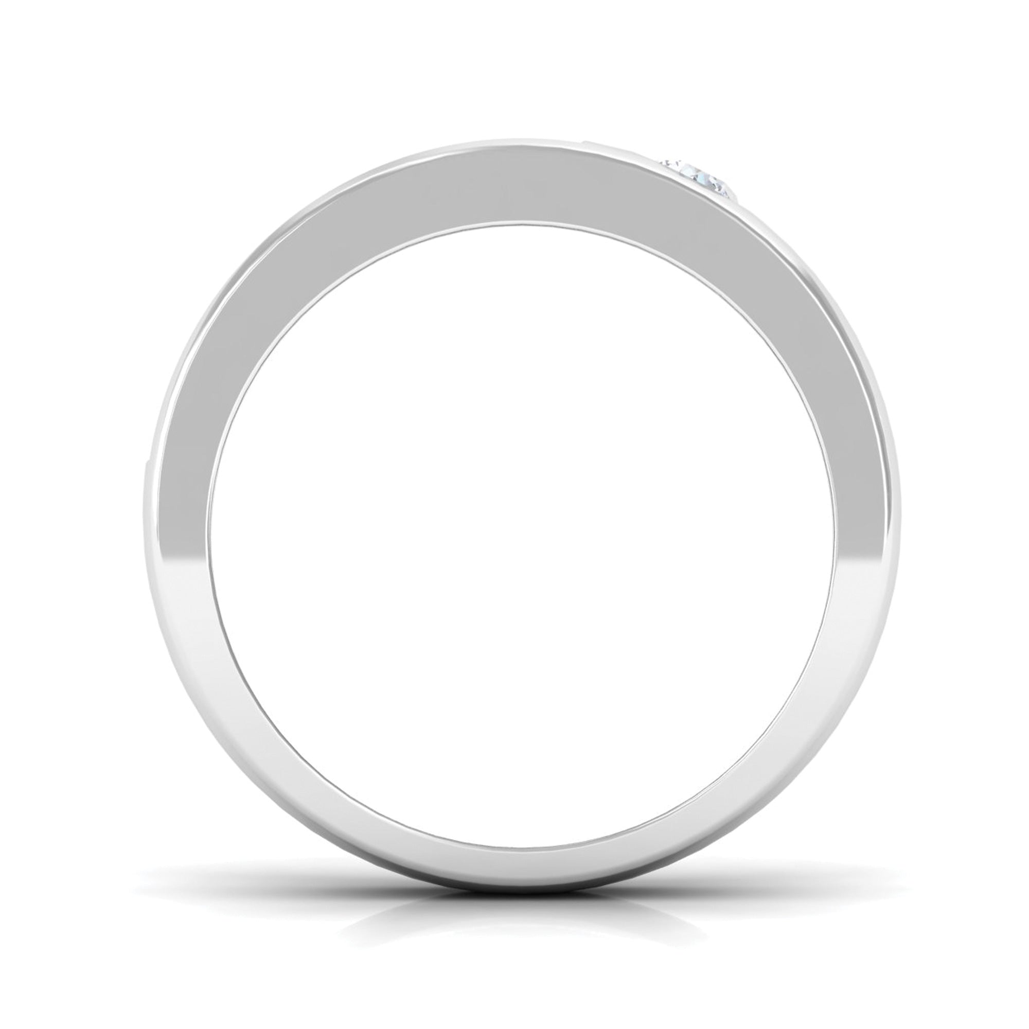 Classic Moissanite Mens Wedding Band with Black Enamel