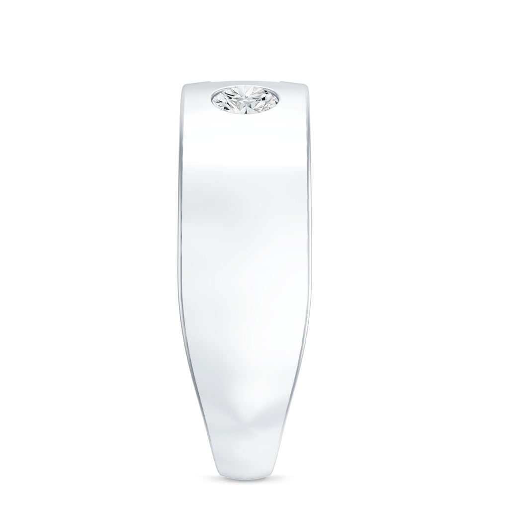 Classic Moissanite Mens Wedding Band with Black Enamel