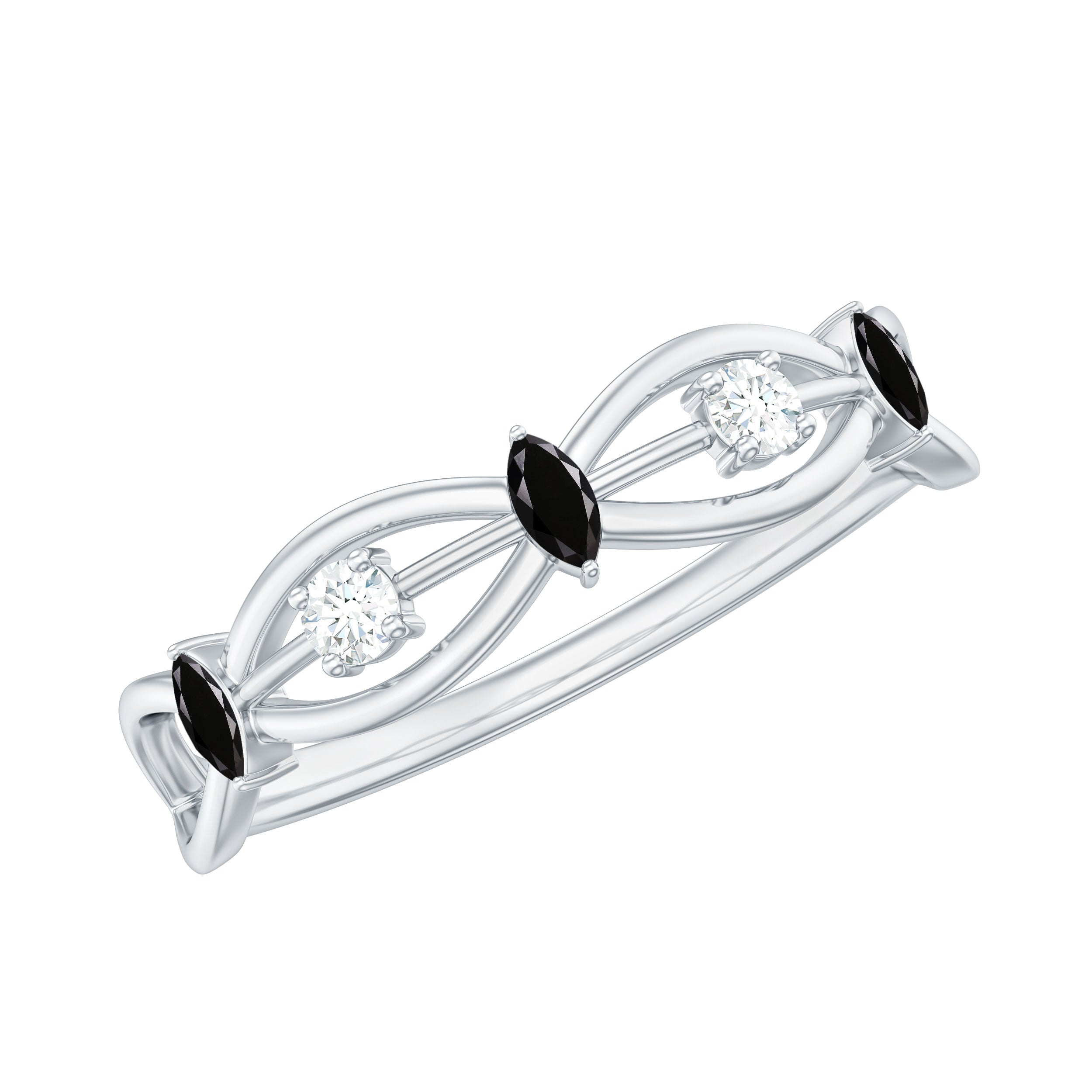 Lab Created Black Diamond Promise Ring with Moissanite