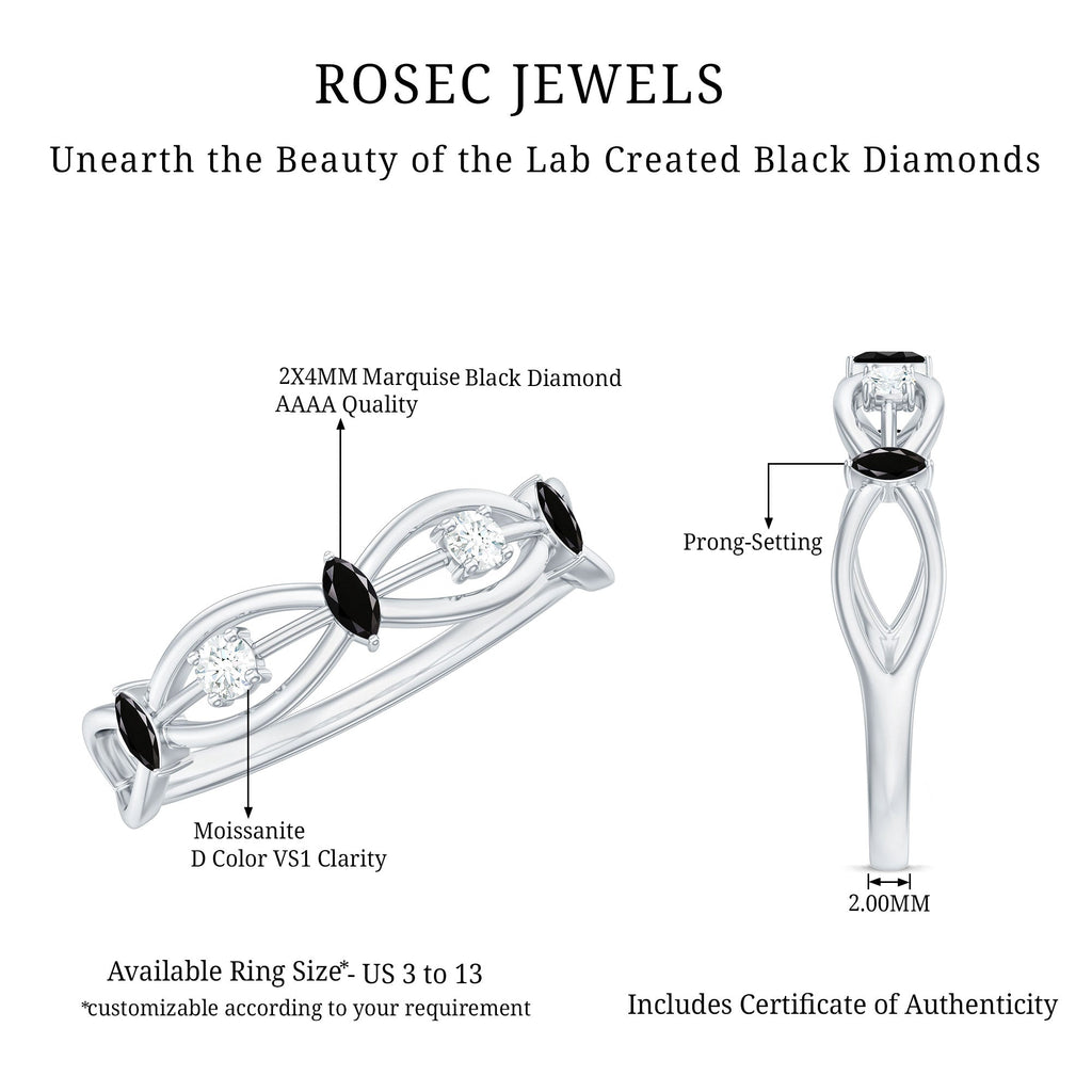Lab Created Black Diamond Promise Ring with Moissanite