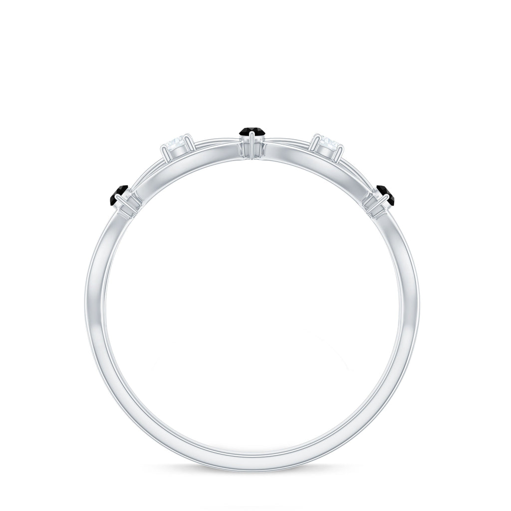 Lab Created Black Diamond Promise Ring with Moissanite