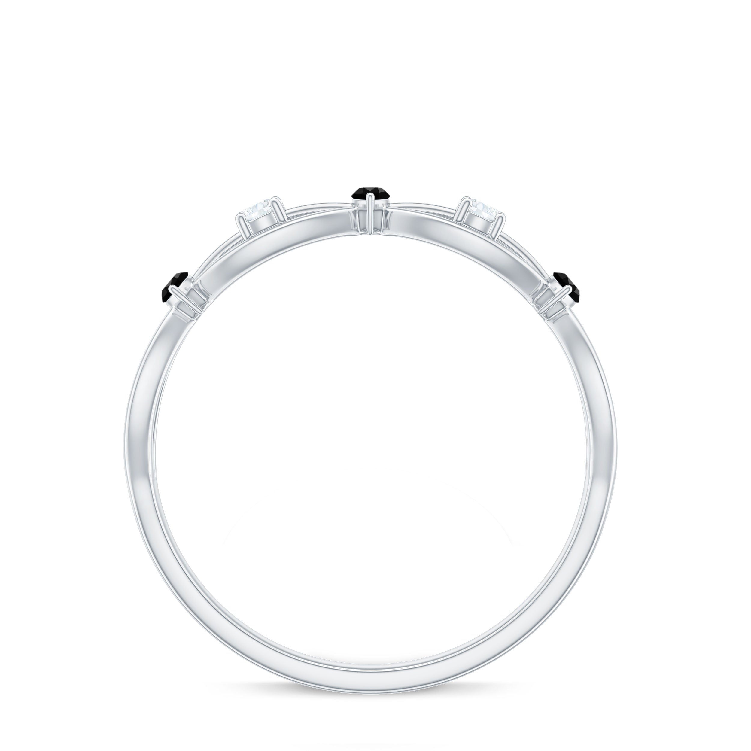 Lab Created Black Diamond Promise Ring with Moissanite