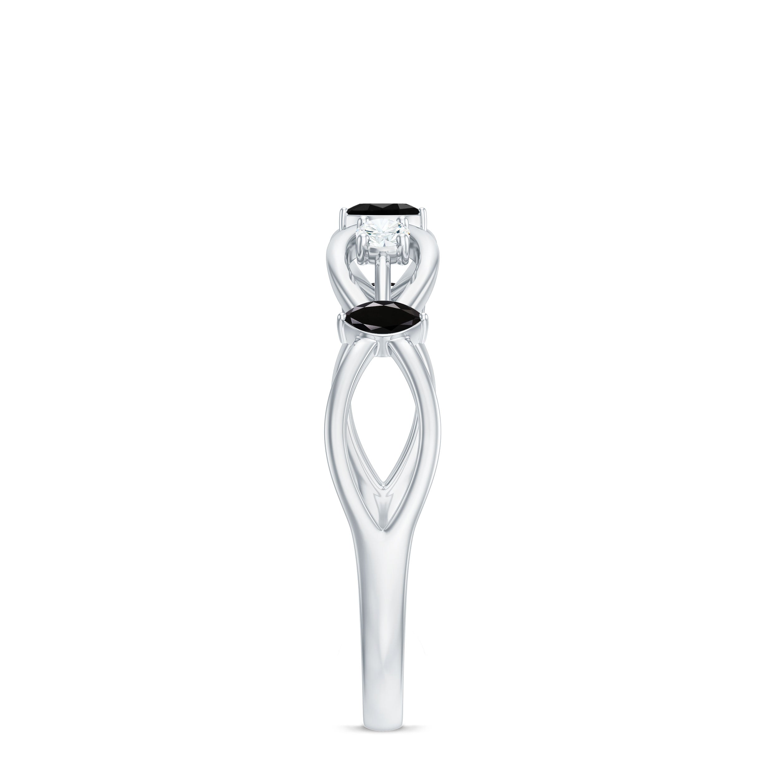 Lab Created Black Diamond Promise Ring with Moissanite