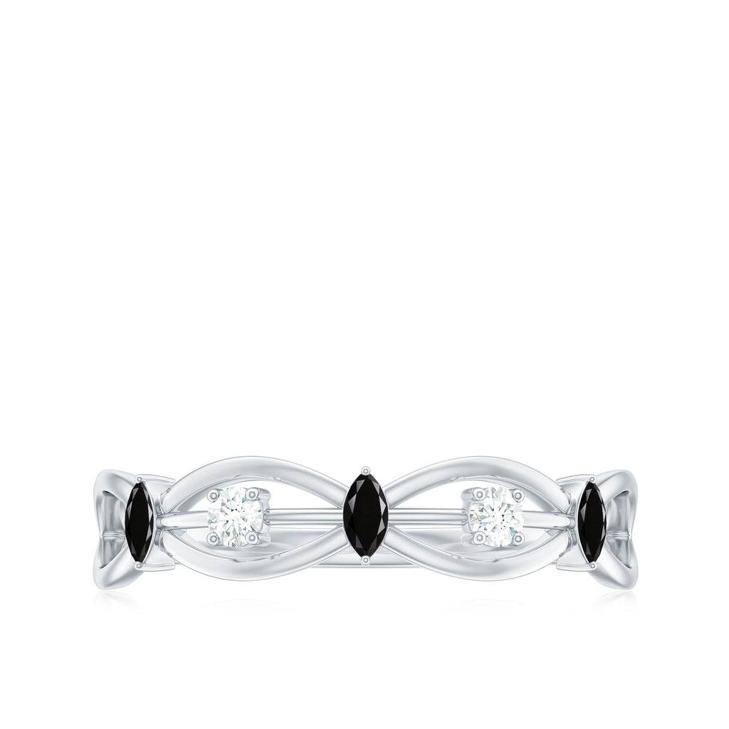 Lab Created Black Diamond Promise Ring with Moissanite
