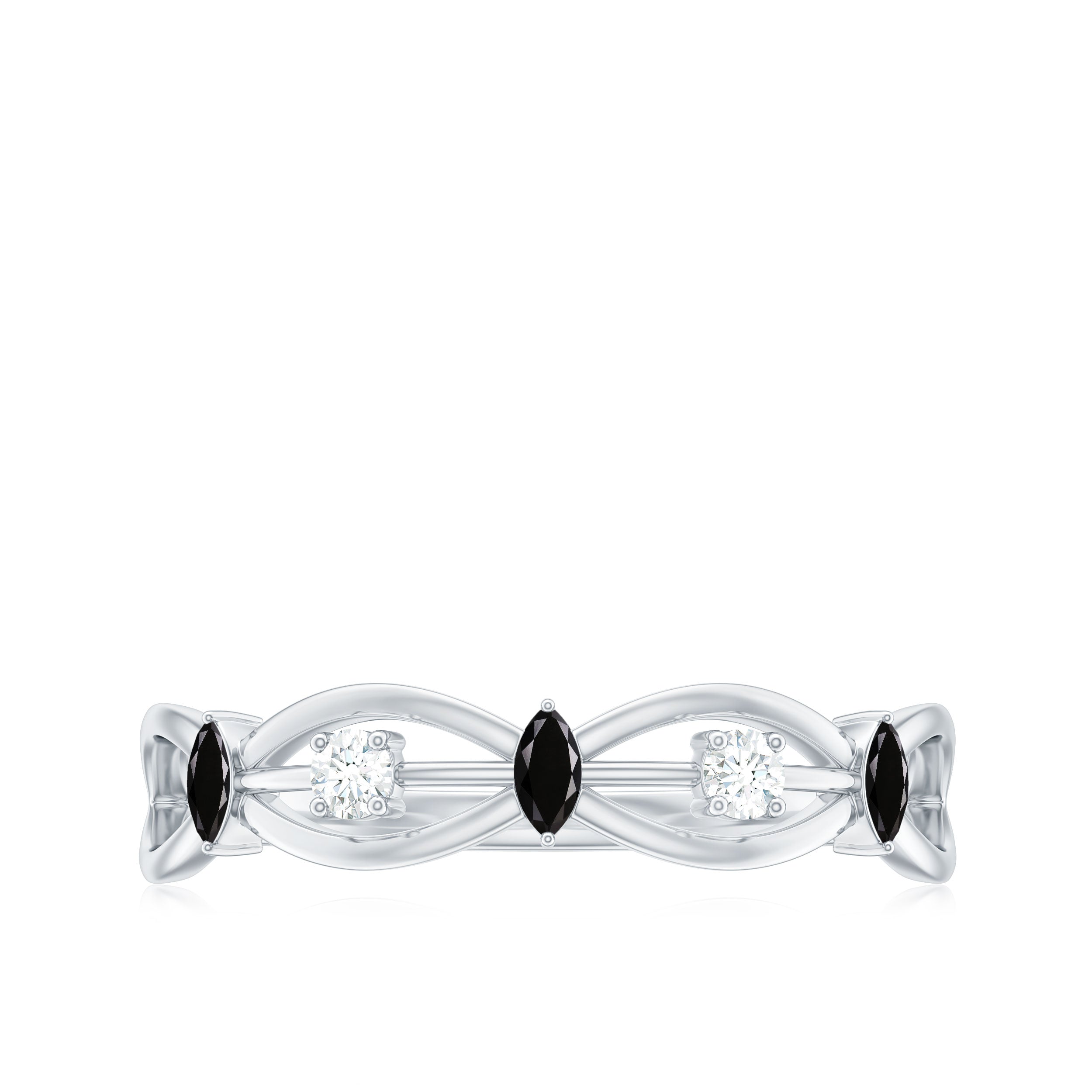 Lab Created Black Diamond Promise Ring with Moissanite