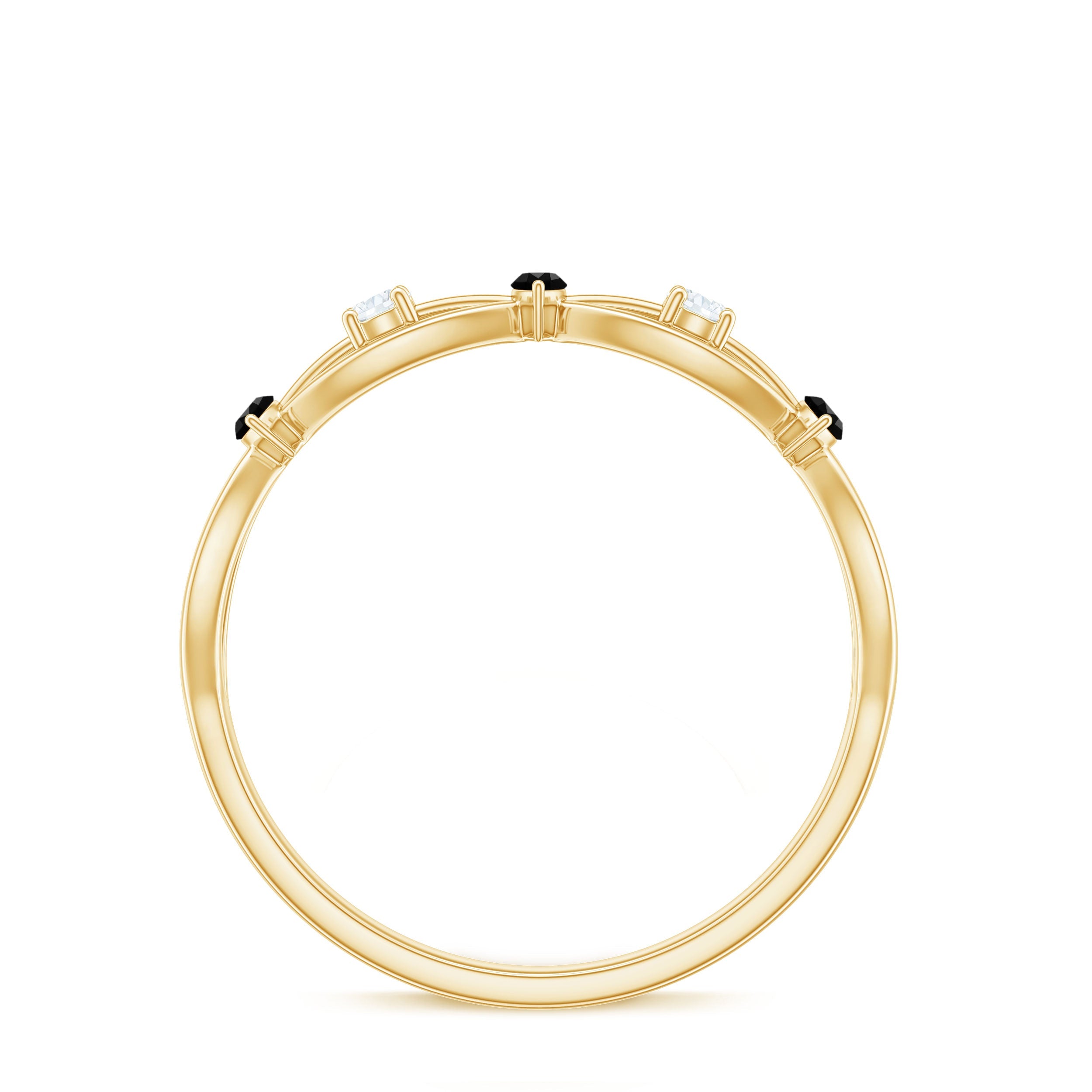 Lab Created Black Diamond Promise Ring with Moissanite