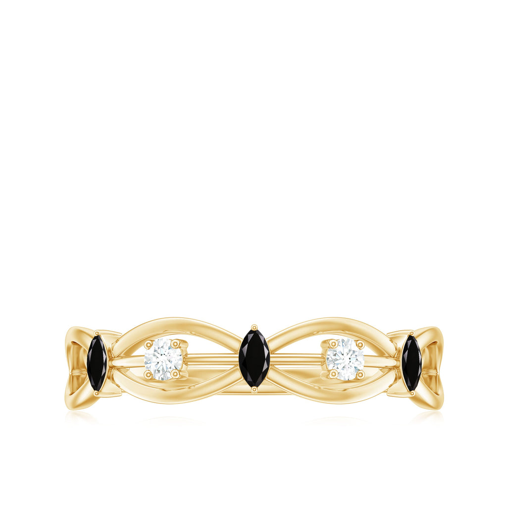 Lab Created Black Diamond Promise Ring with Moissanite