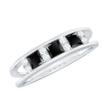 Princess Cut Lab Created Black Diamond Band Ring with Diamond
