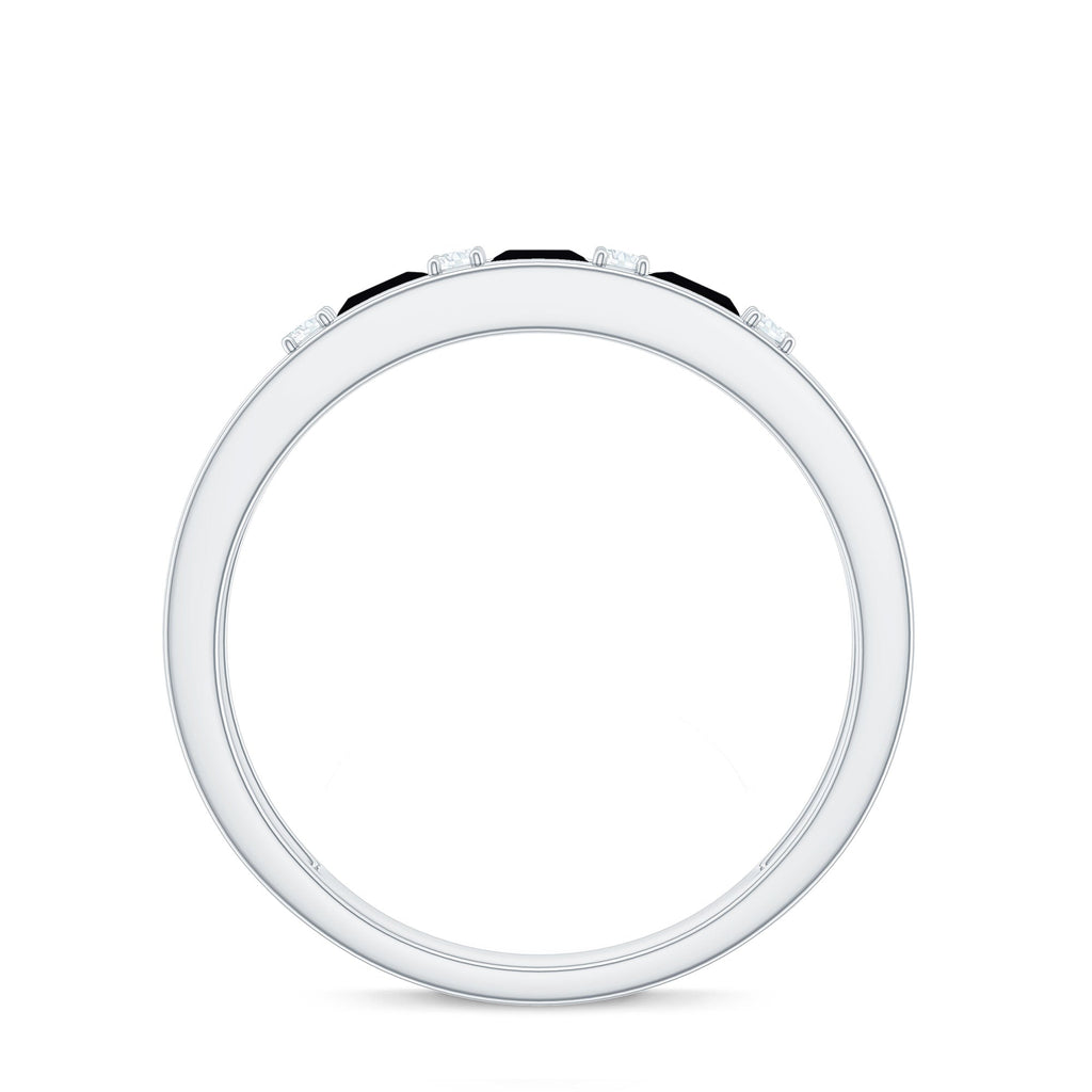 Princess Cut Lab Created Black Diamond Band Ring with Diamond