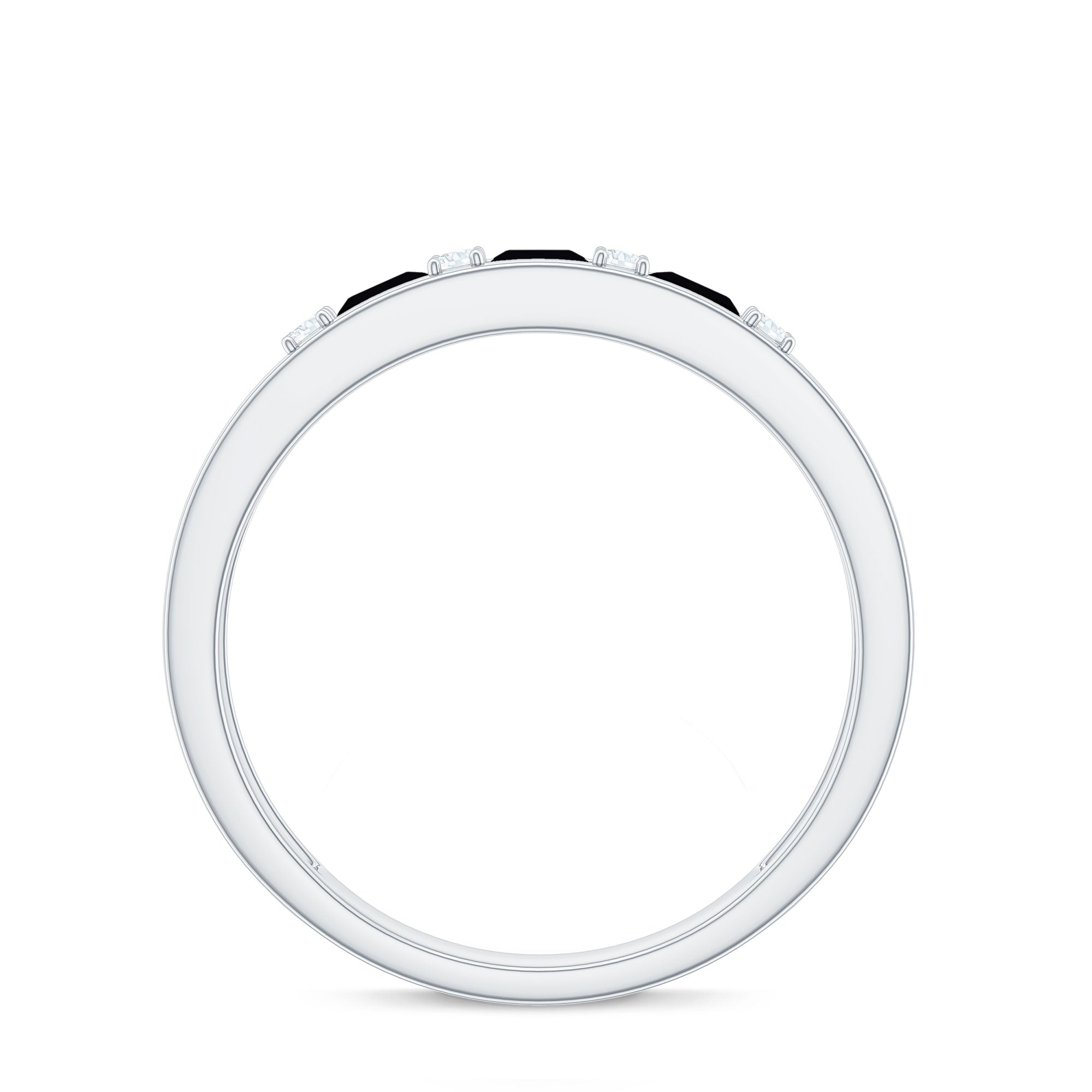 Princess Cut Lab Created Black Diamond Band Ring with Diamond