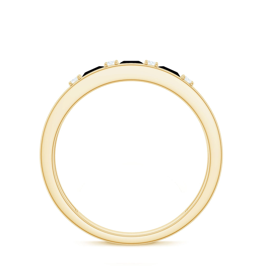 Princess Cut Lab Created Black Diamond Band Ring with Diamond