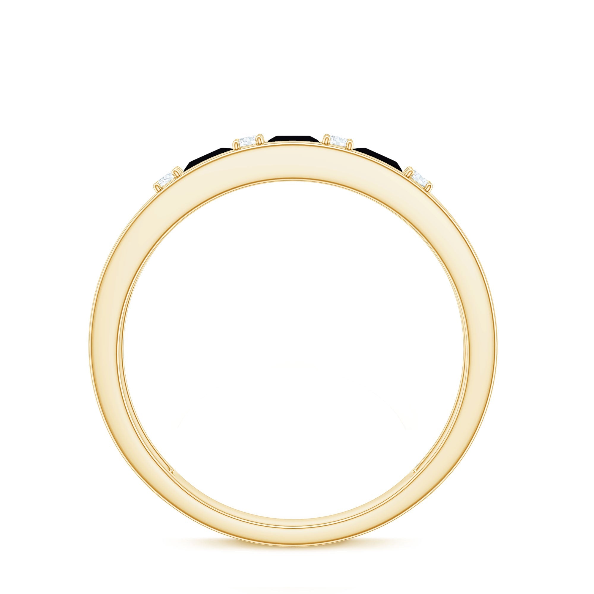 Princess Cut Lab Created Black Diamond Band Ring with Diamond