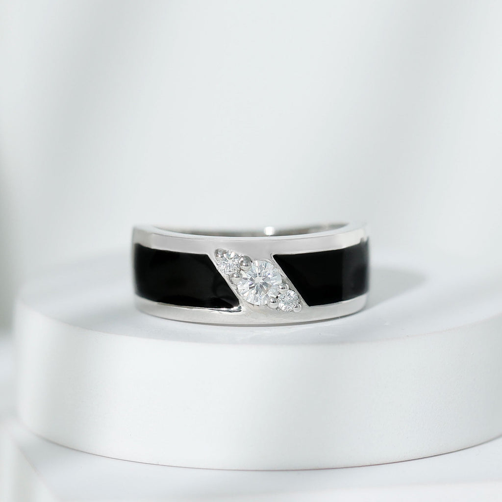 Classic Moissanite Mens Wedding Band Ring
