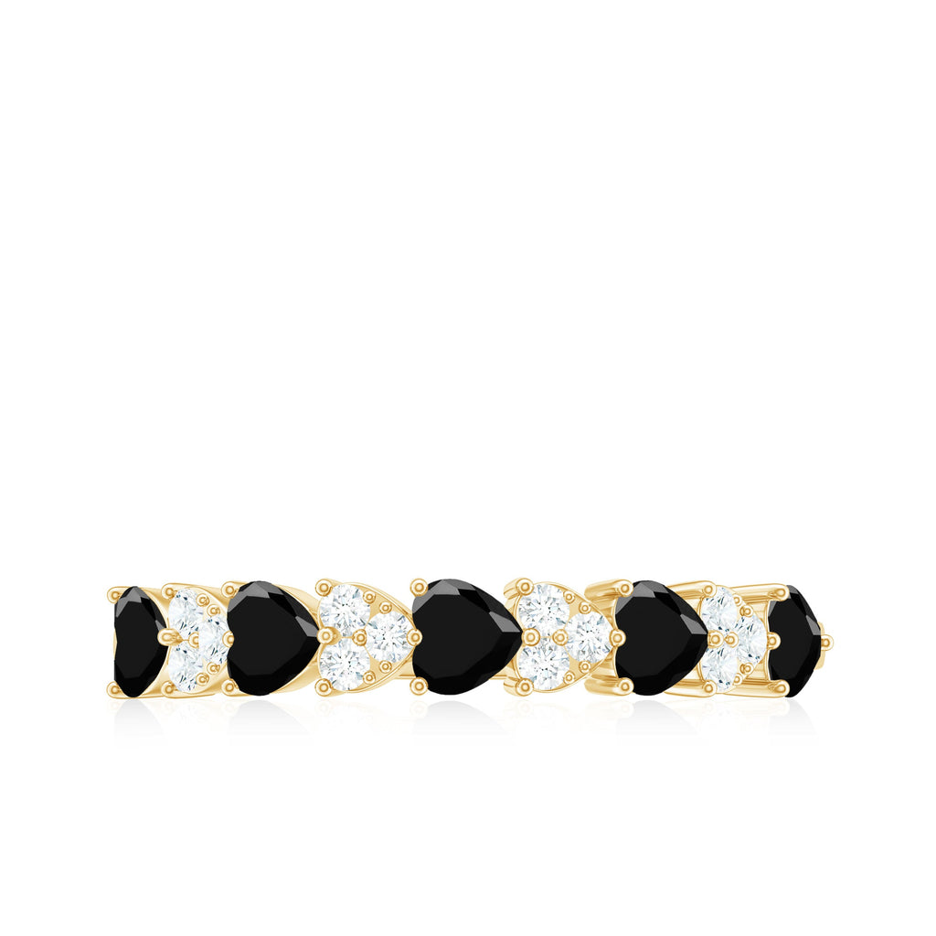 3/4 CT Created Black Diamond Heart Half Eternity Ring with Diamond