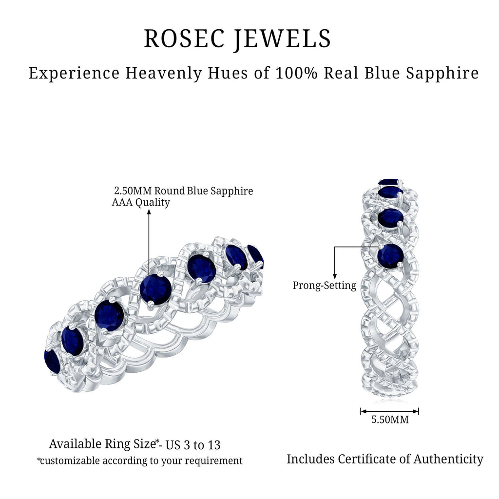 1/2 CT Certified Blue Sapphire Twisted Half Eternity Ring