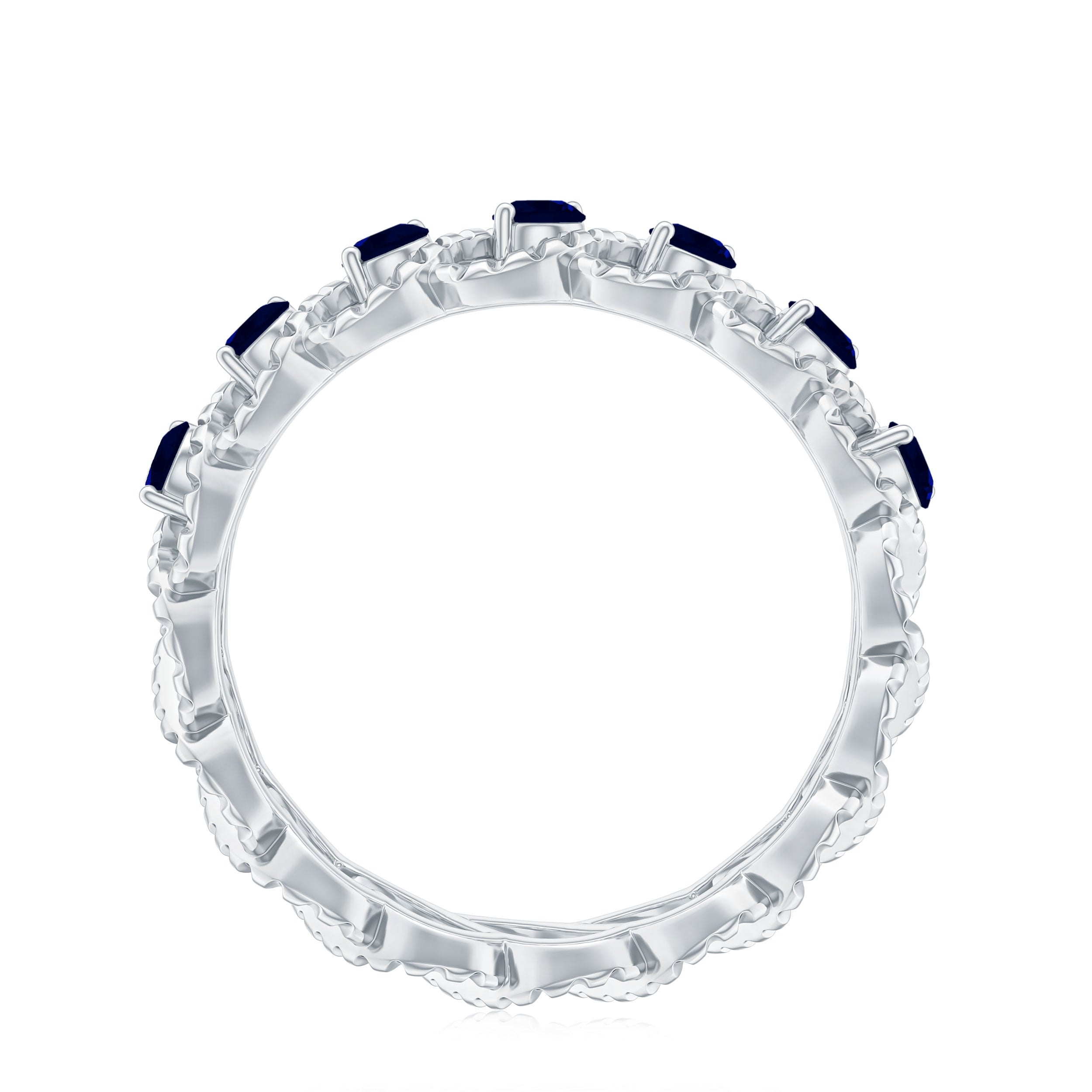 1/2 CT Certified Blue Sapphire Twisted Half Eternity Ring