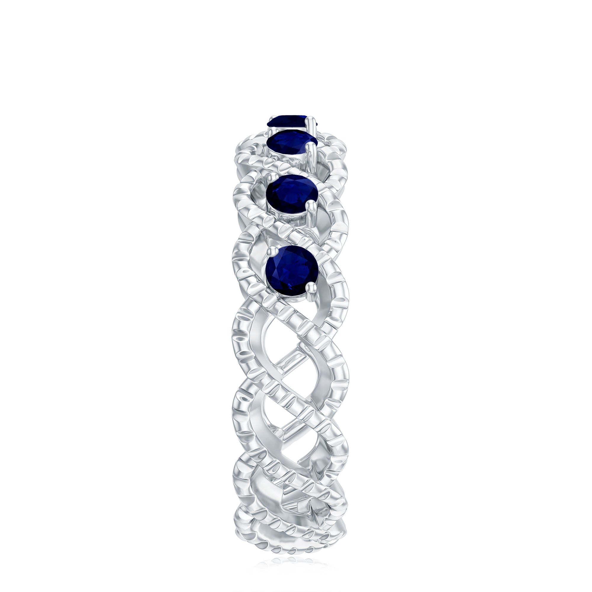1/2 CT Certified Blue Sapphire Twisted Half Eternity Ring