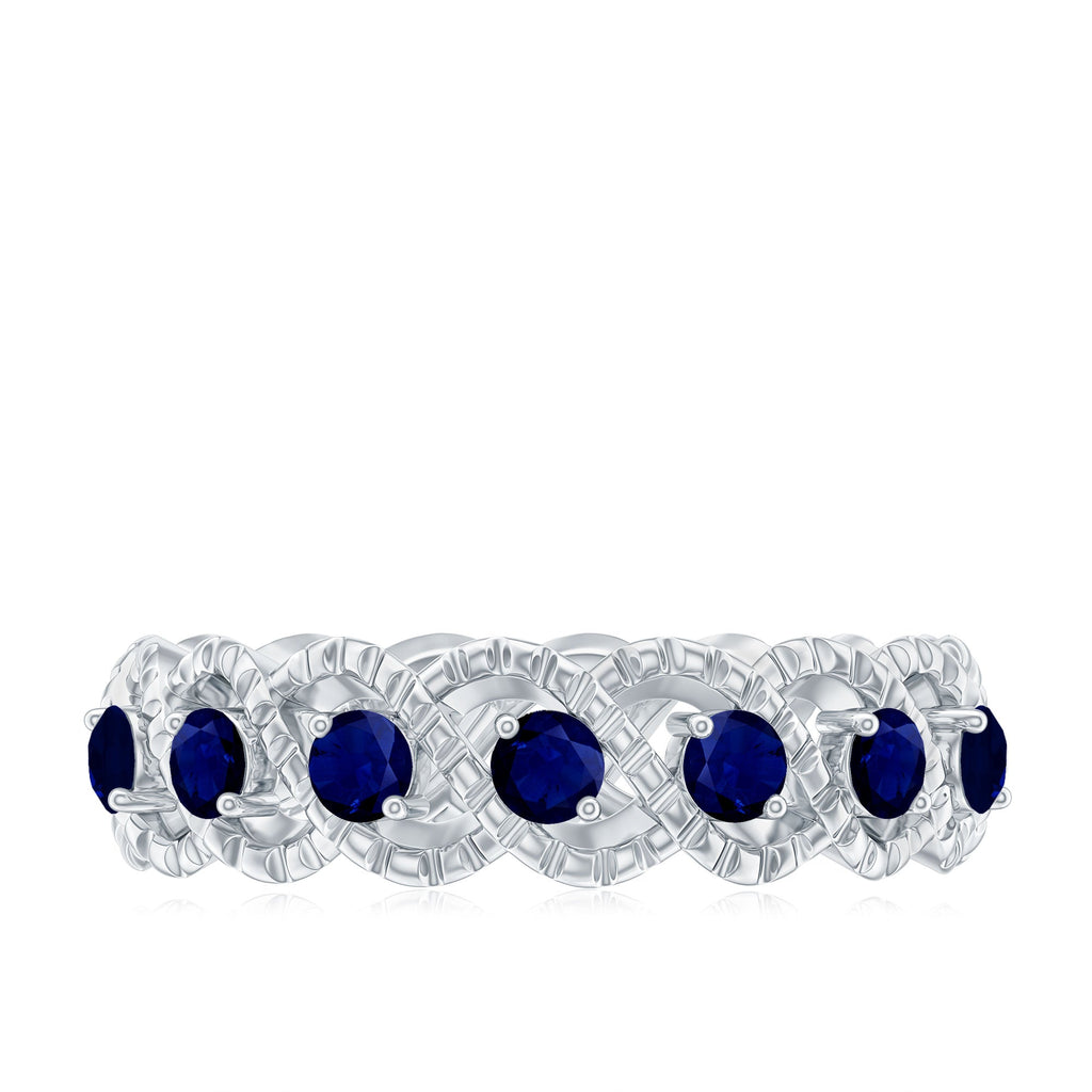 1/2 CT Certified Blue Sapphire Twisted Half Eternity Ring