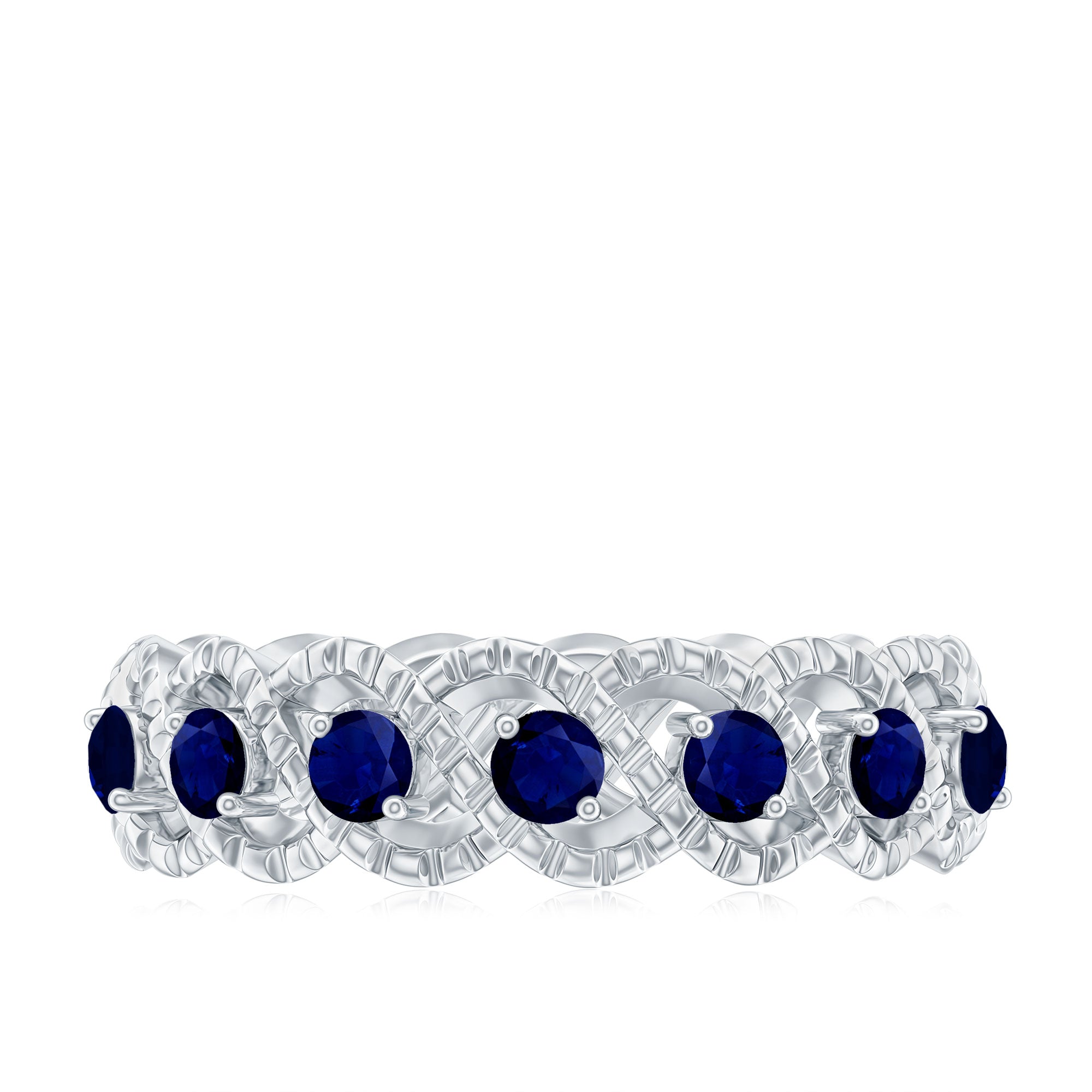 1/2 CT Certified Blue Sapphire Twisted Half Eternity Ring