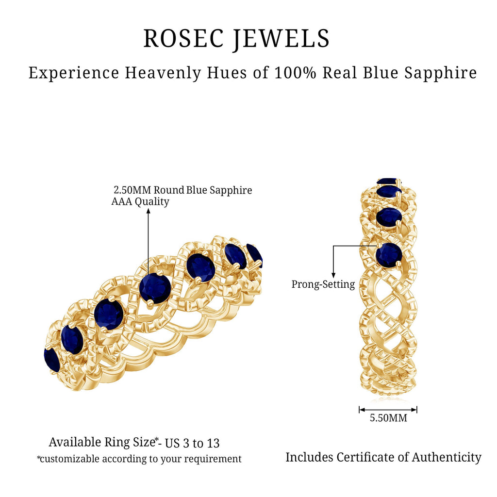 1/2 CT Certified Blue Sapphire Twisted Half Eternity Ring