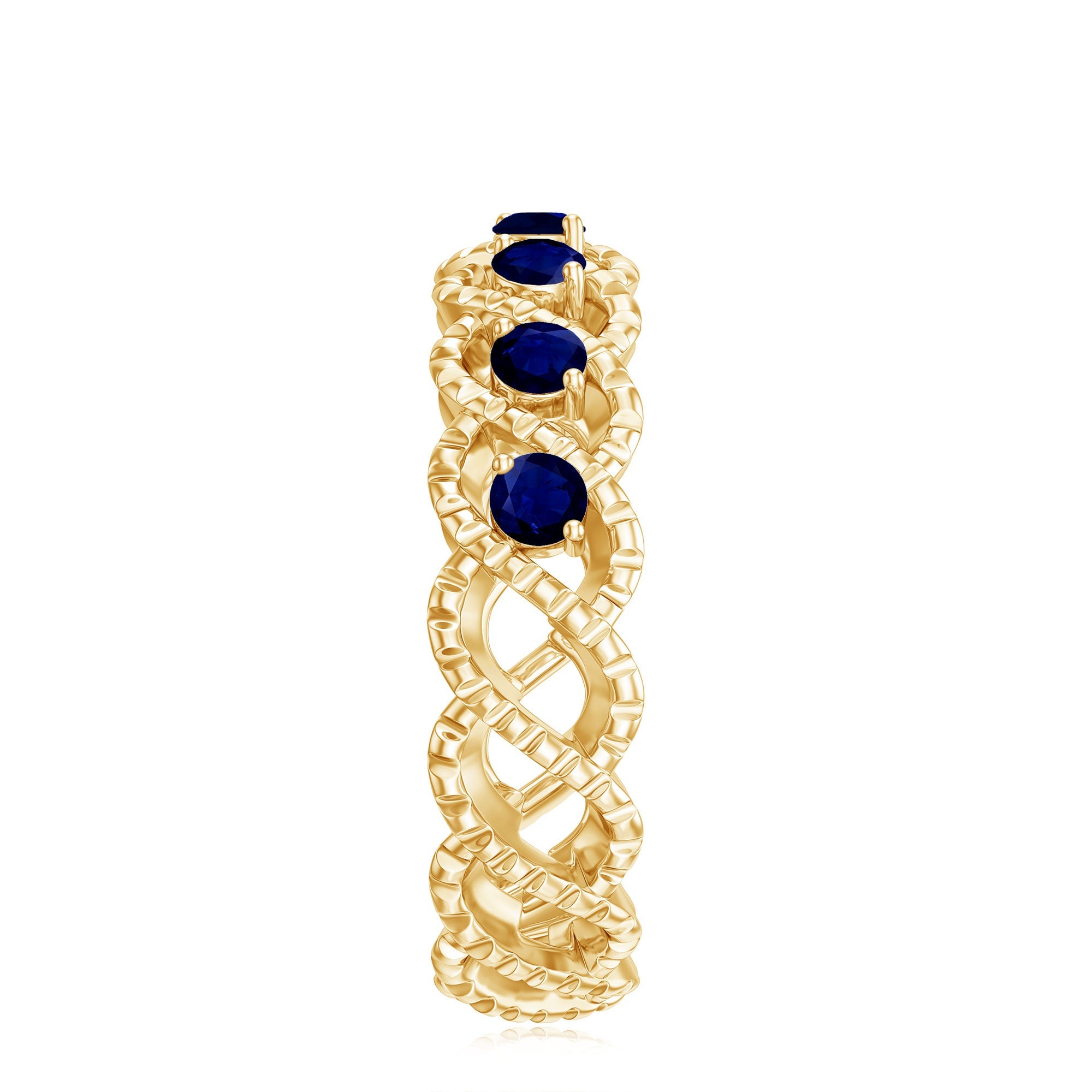 1/2 CT Certified Blue Sapphire Twisted Half Eternity Ring
