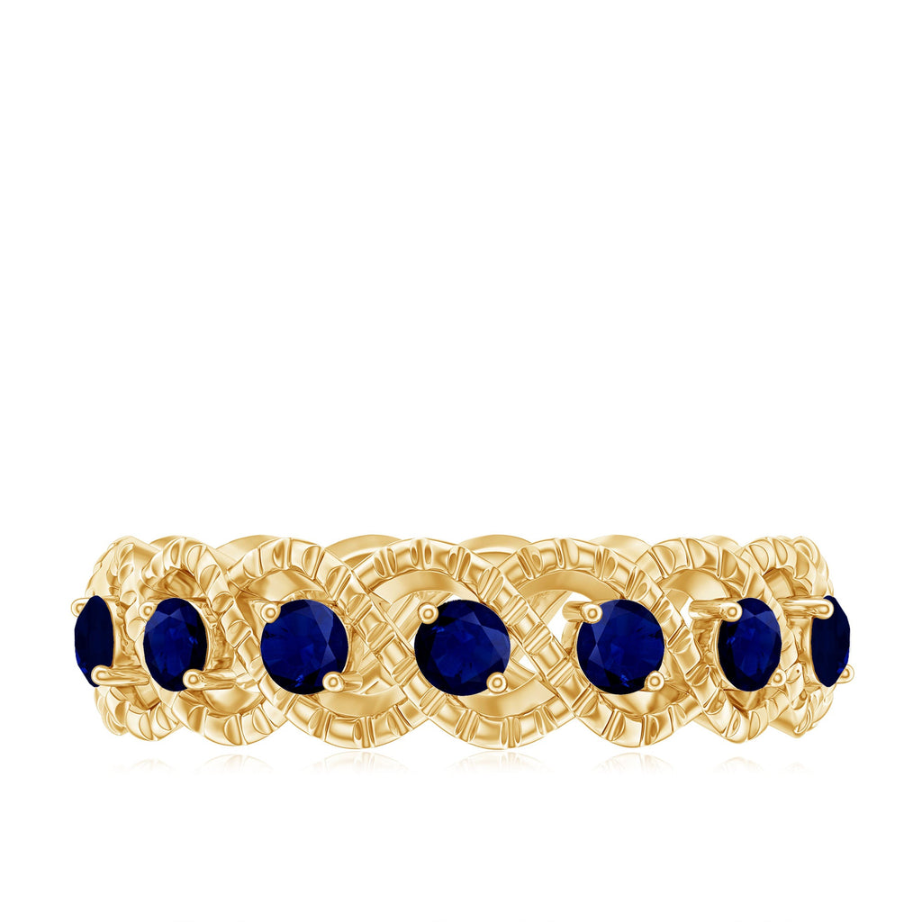 1/2 CT Certified Blue Sapphire Twisted Half Eternity Ring