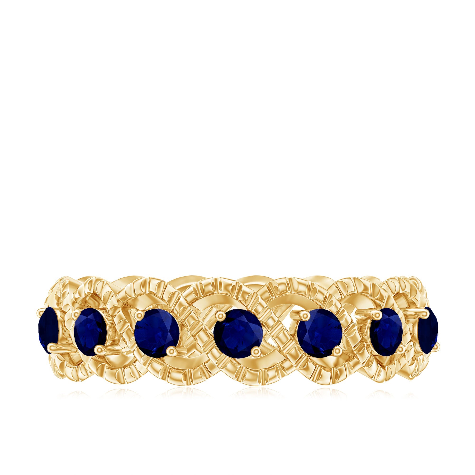 1/2 CT Certified Blue Sapphire Twisted Half Eternity Ring