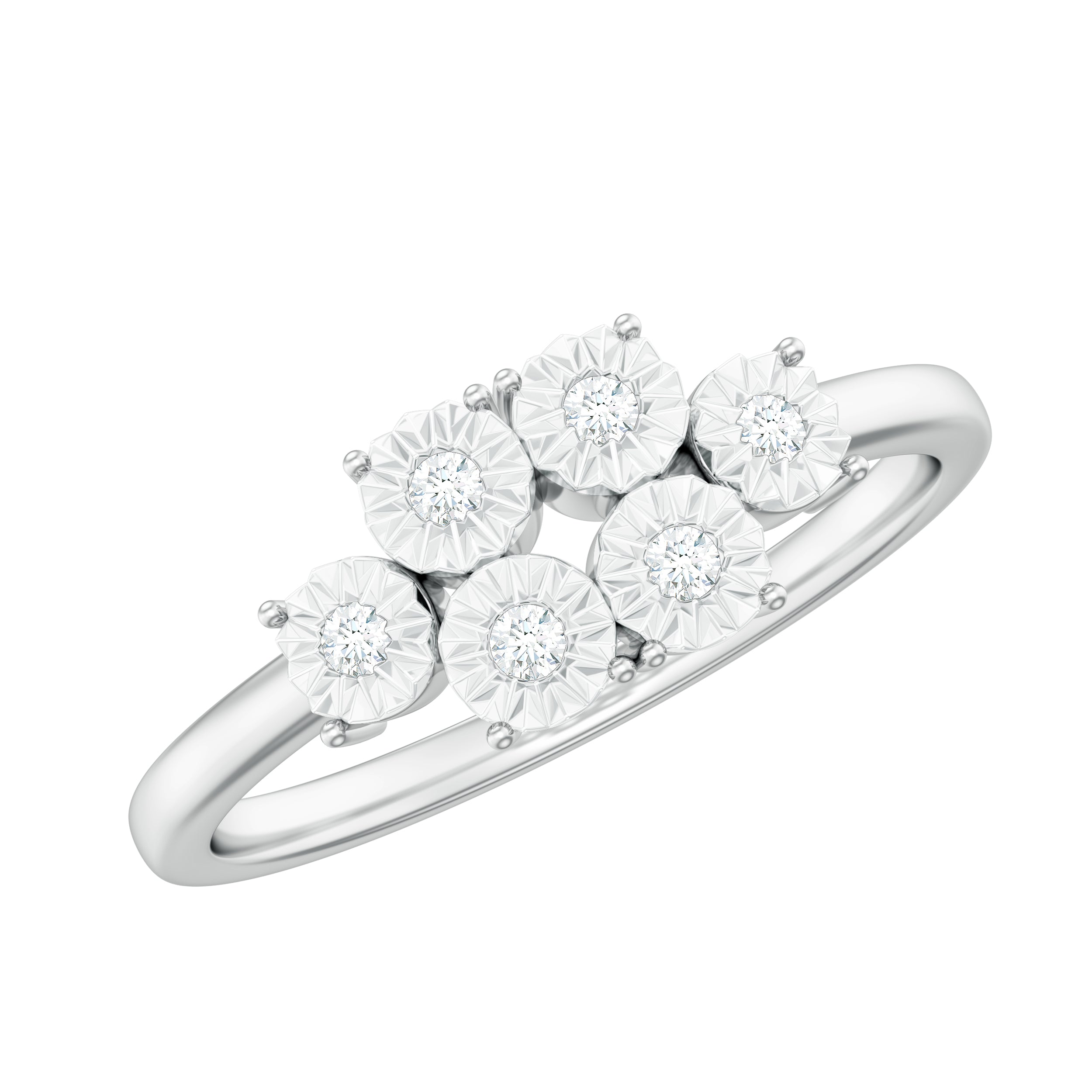 Natural Diamond Cluster Promise Ring for Women