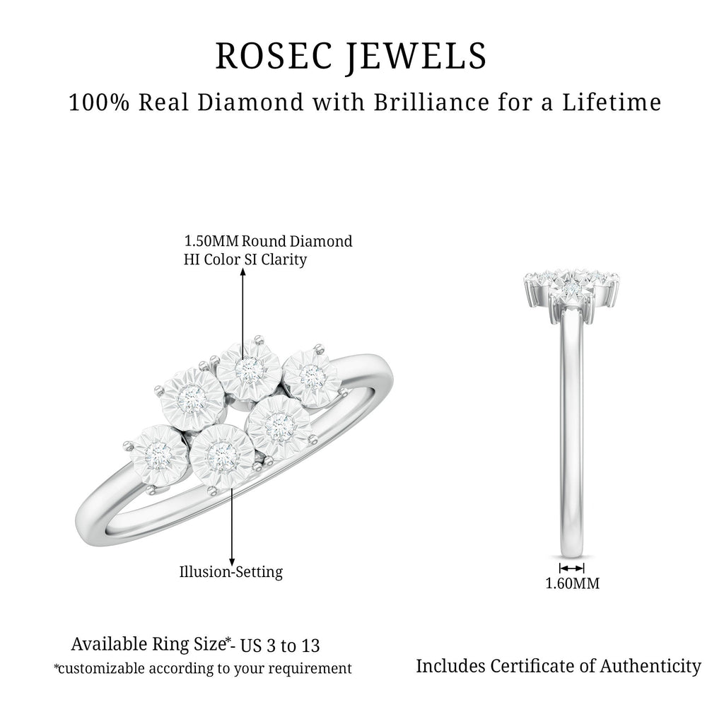Natural Diamond Cluster Promise Ring for Women