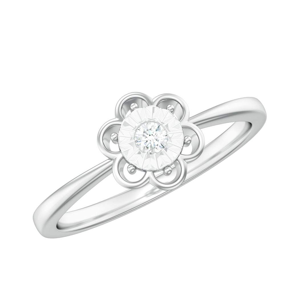 Miracle Plate Real Diamond Flower Promise Ring