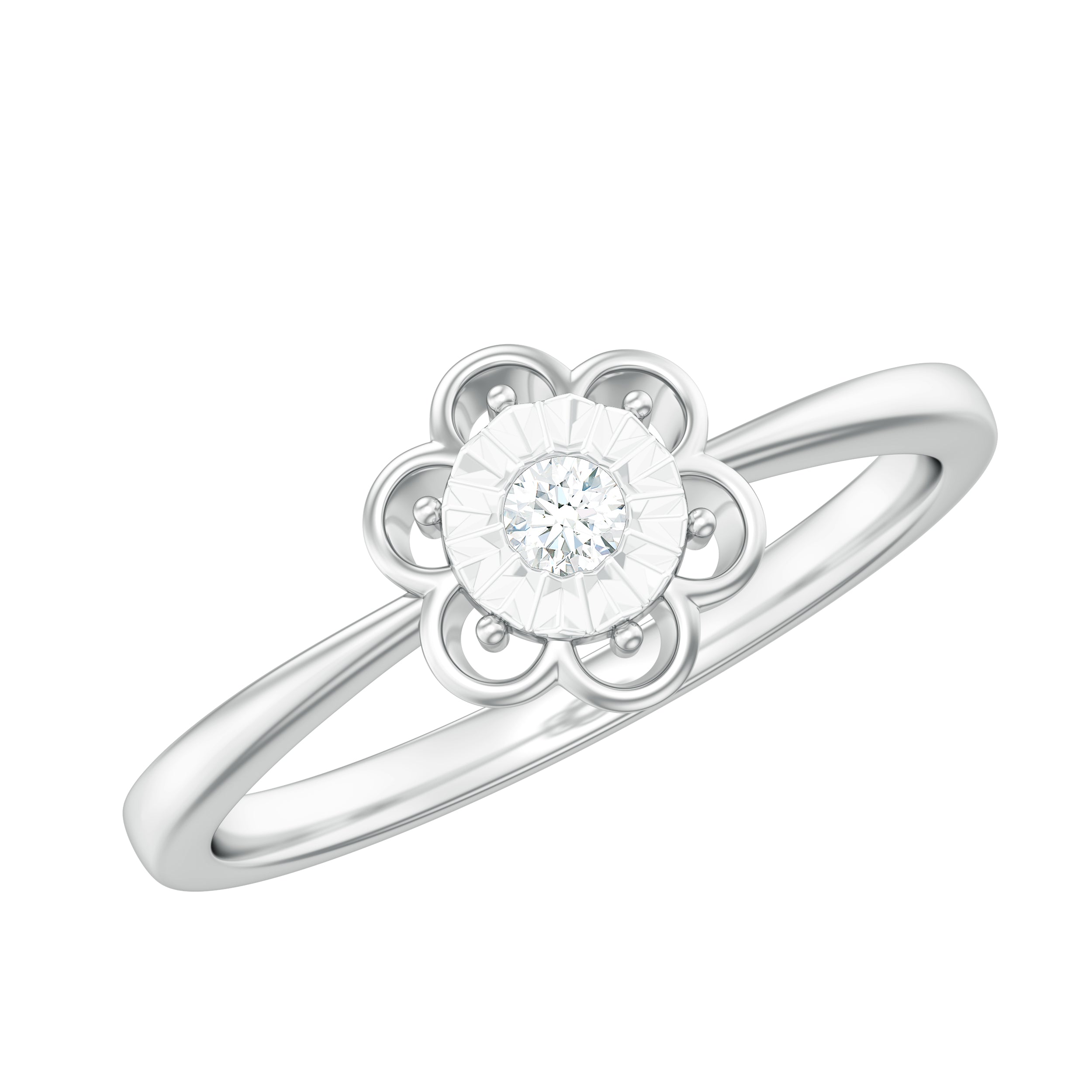 Miracle Plate Real Diamond Flower Promise Ring