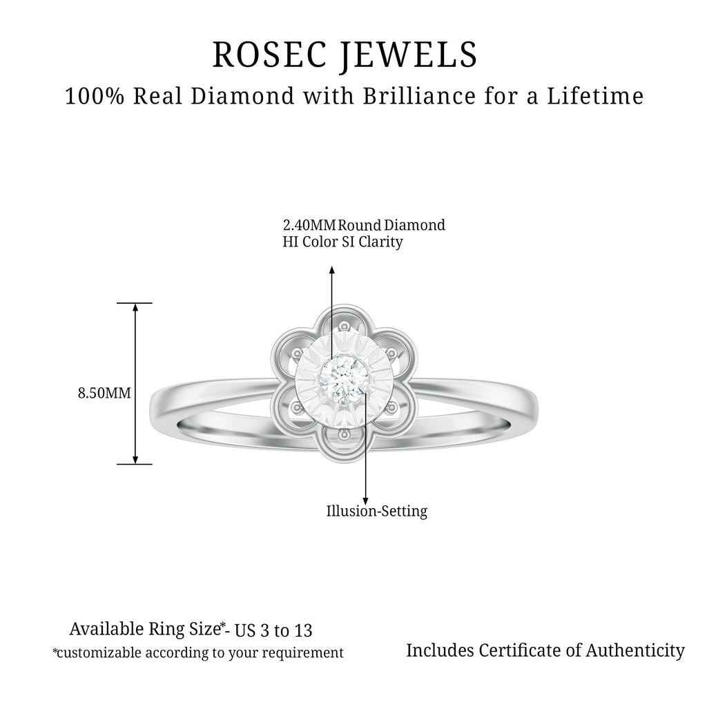 Miracle Plate Real Diamond Flower Promise Ring