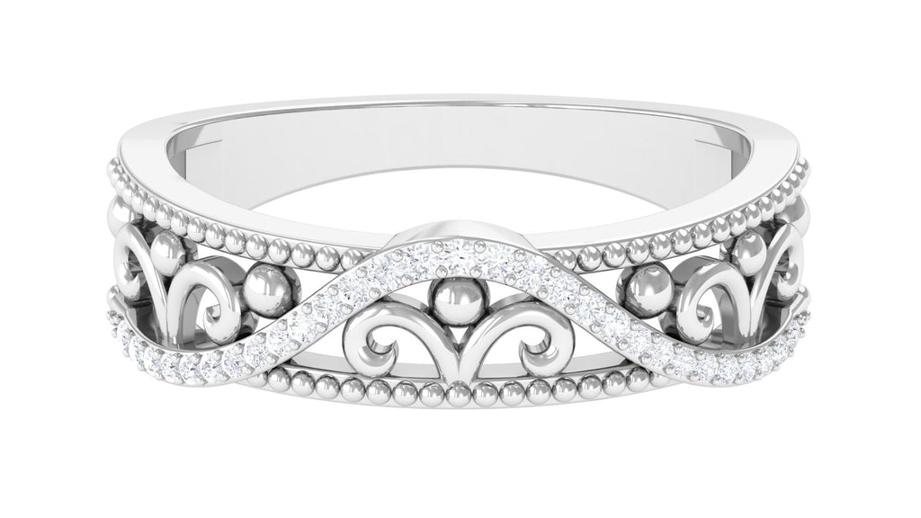 Vintage Inspired Real Diamond Wedding Band