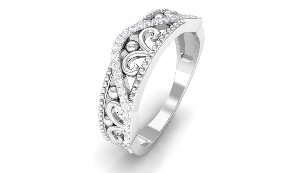 Vintage Inspired Real Diamond Wedding Band