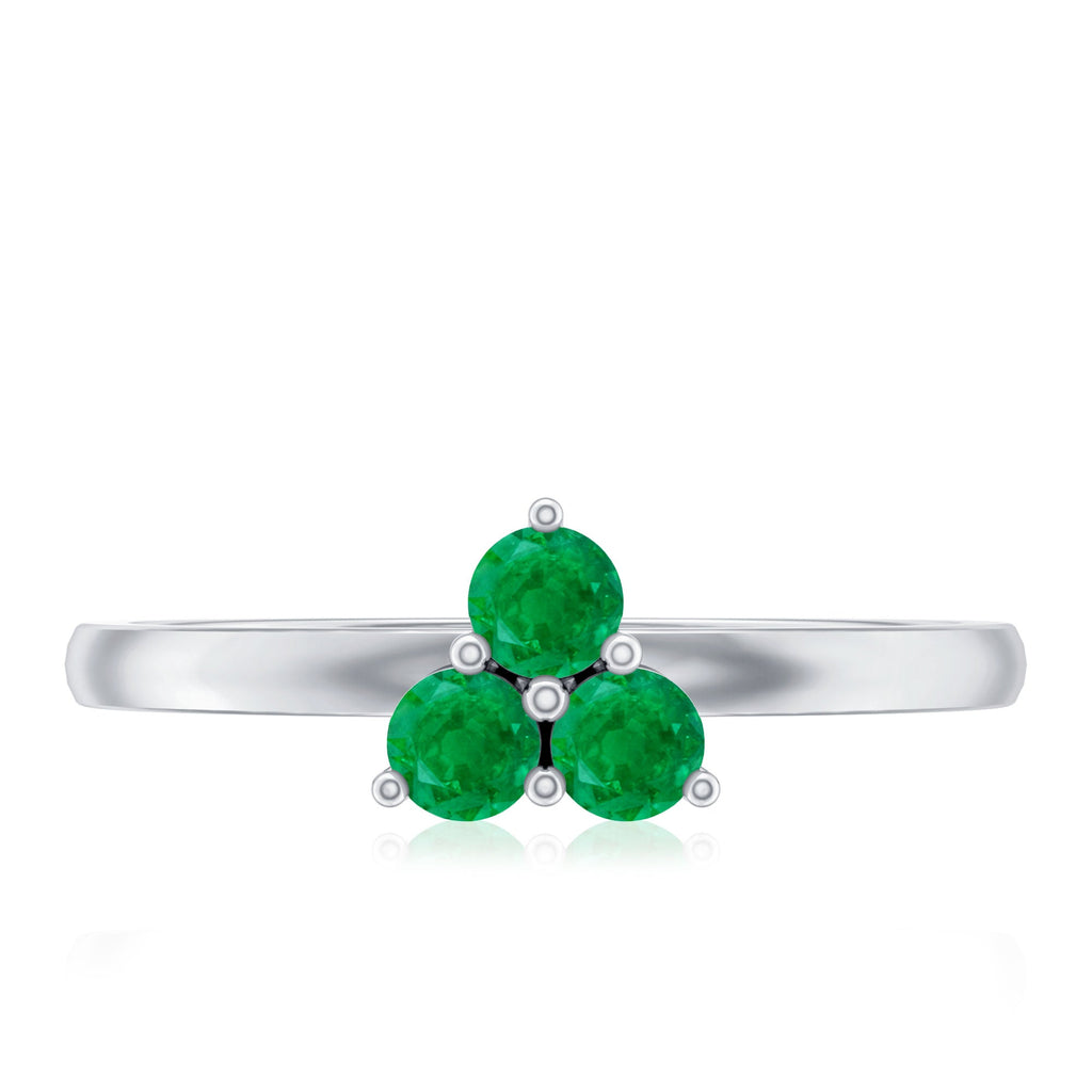 Natural Emerald 3 Stone Promise Ring with Certificate