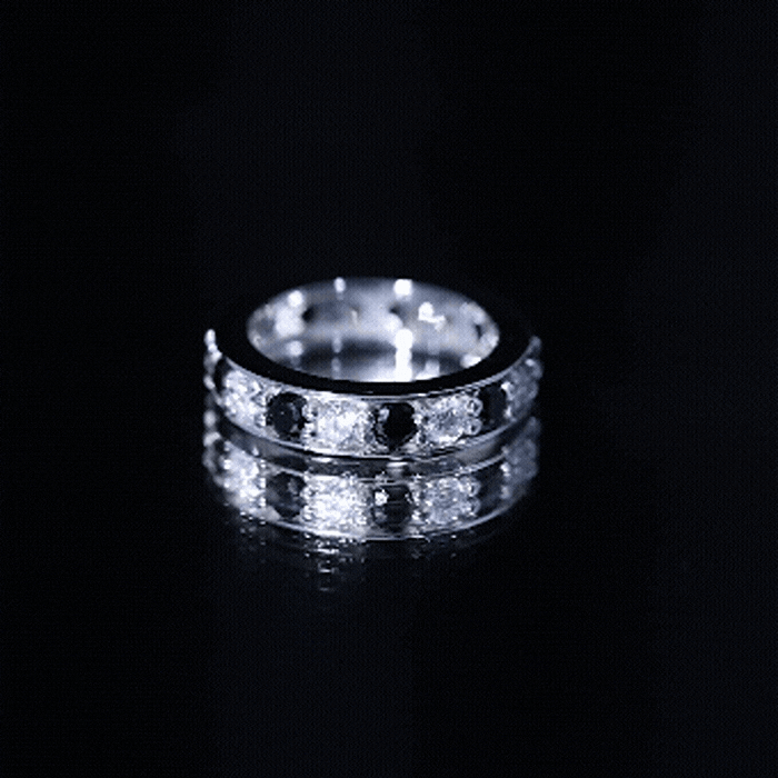 Lab Grown Black Diamond and Moissanite Full Eternity Band