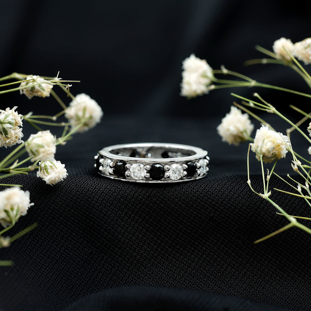 Lab Grown Black Diamond and Moissanite Full Eternity Band