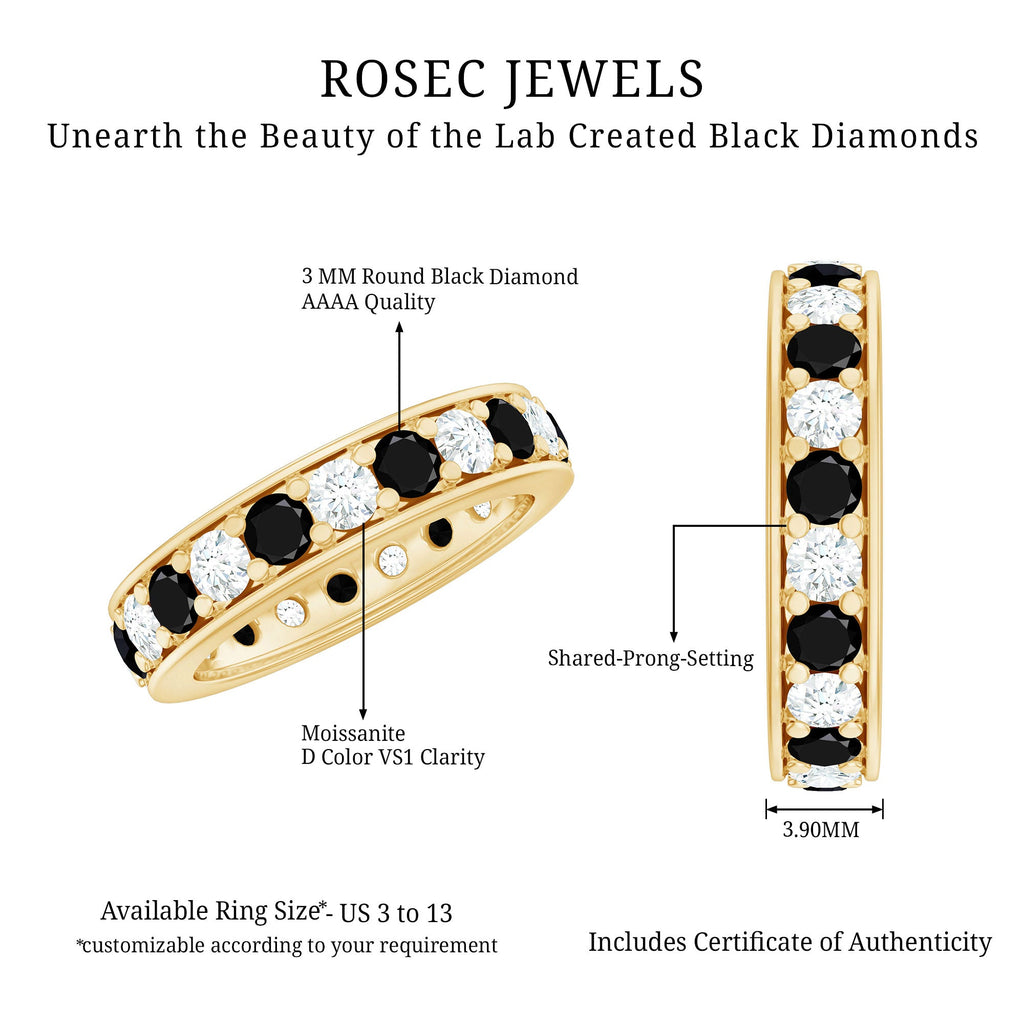 Lab Grown Black Diamond and Moissanite Full Eternity Band