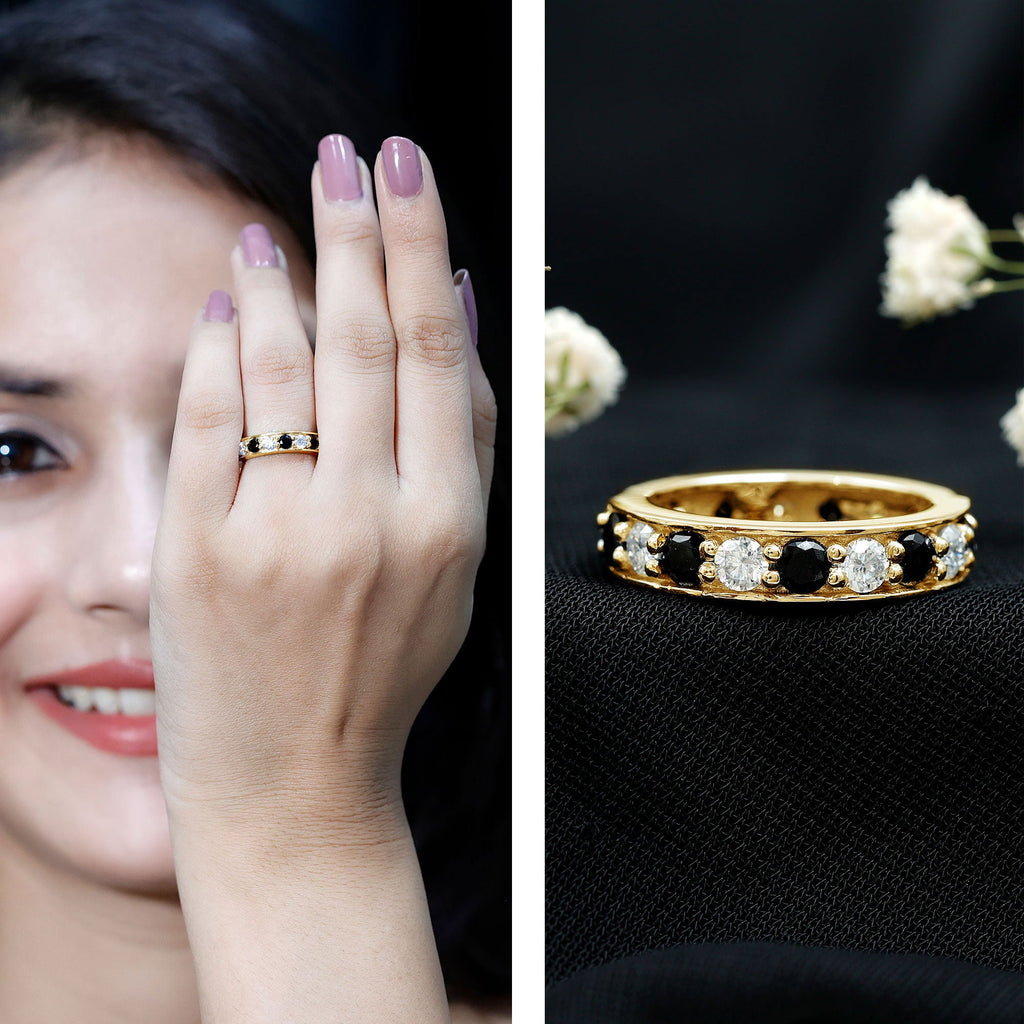 Lab Grown Black Diamond and Moissanite Full Eternity Band