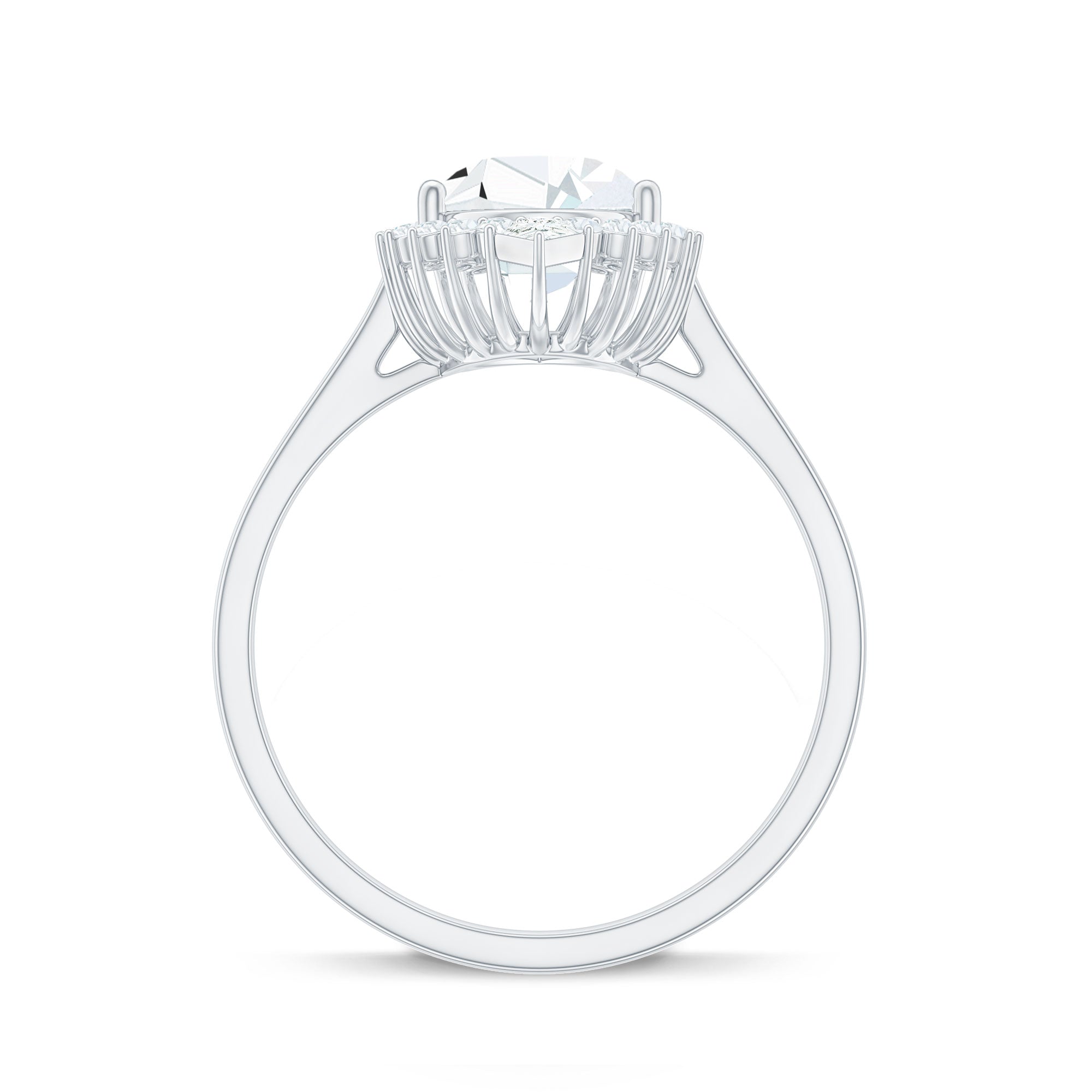 Pear Shape Moissanite Huge Engagement Ring with Halo