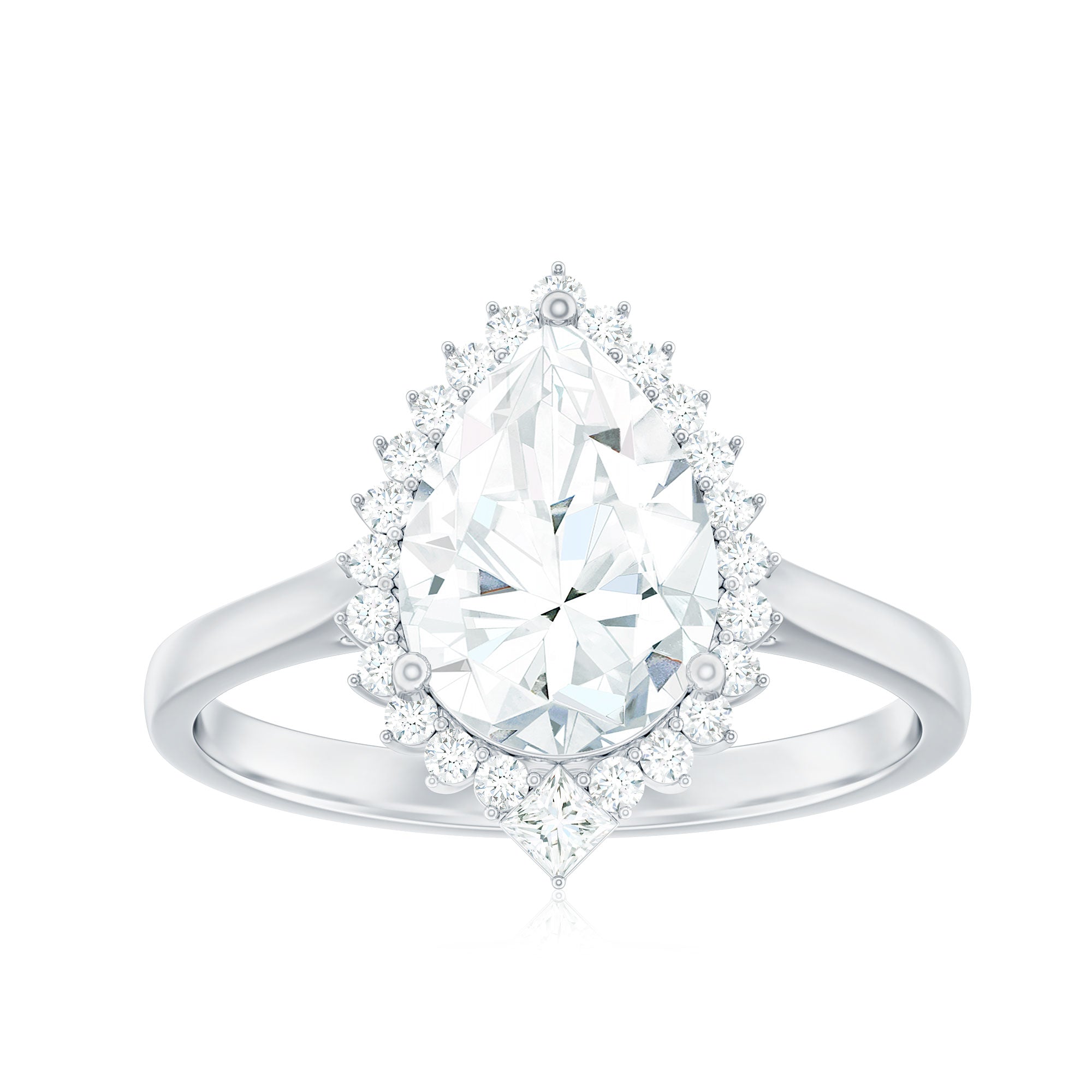 Pear Shape Moissanite Huge Engagement Ring with Halo