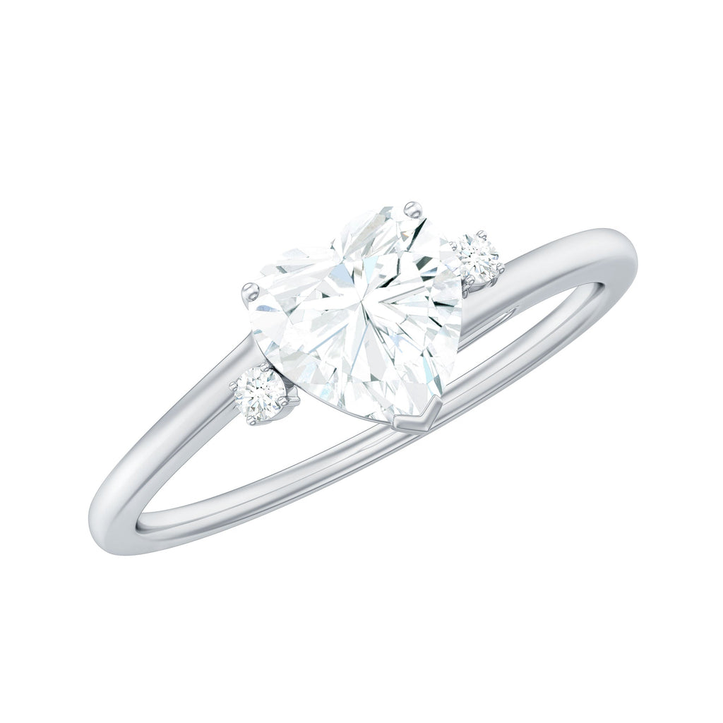 Solitaire Moissanite Heart Engagement Ring in Prong Setting