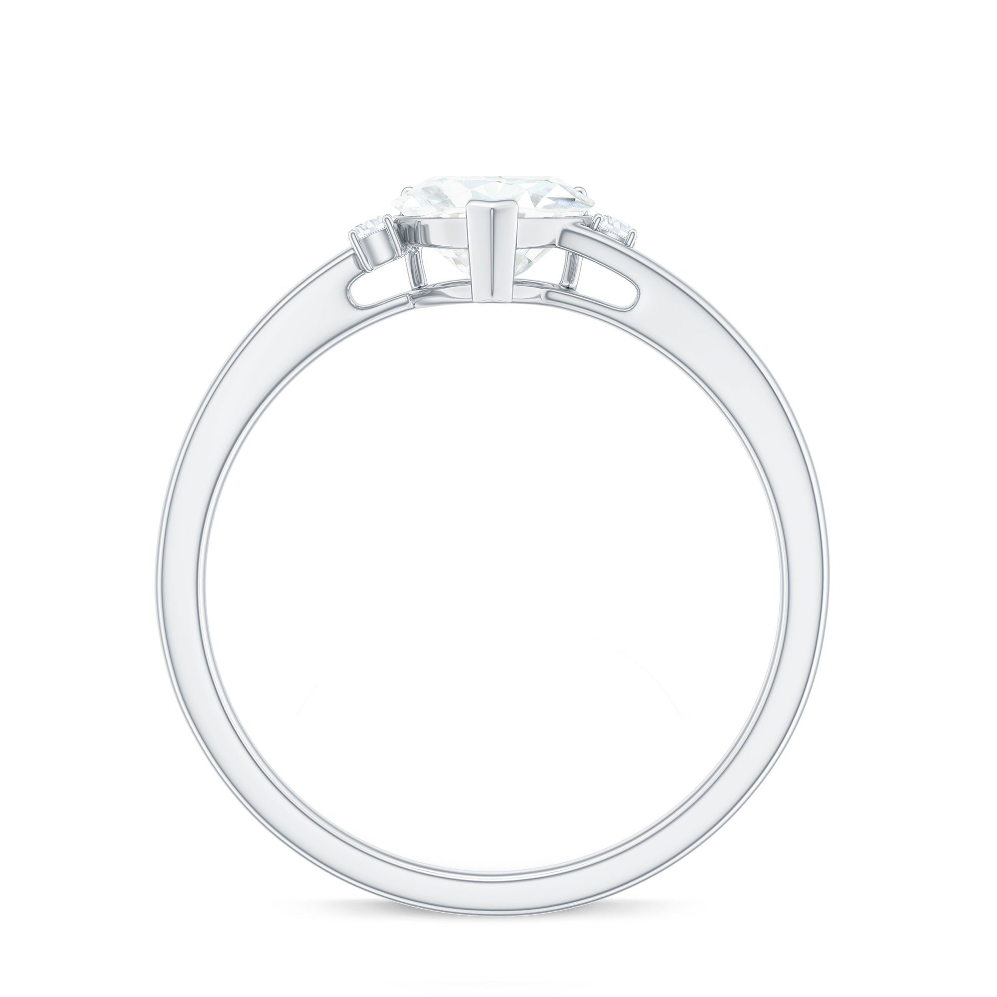 Solitaire Moissanite Heart Engagement Ring in Prong Setting