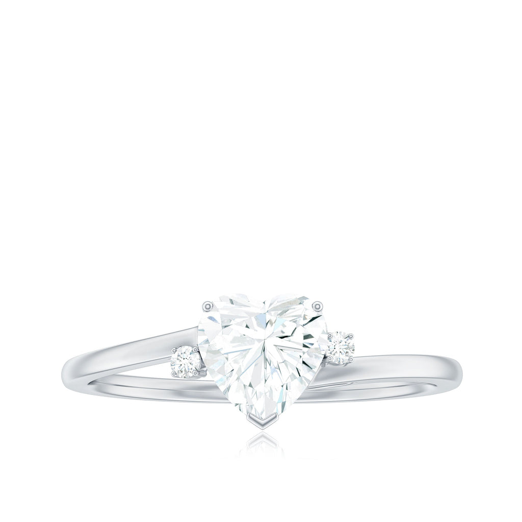 Solitaire Moissanite Heart Engagement Ring in Prong Setting