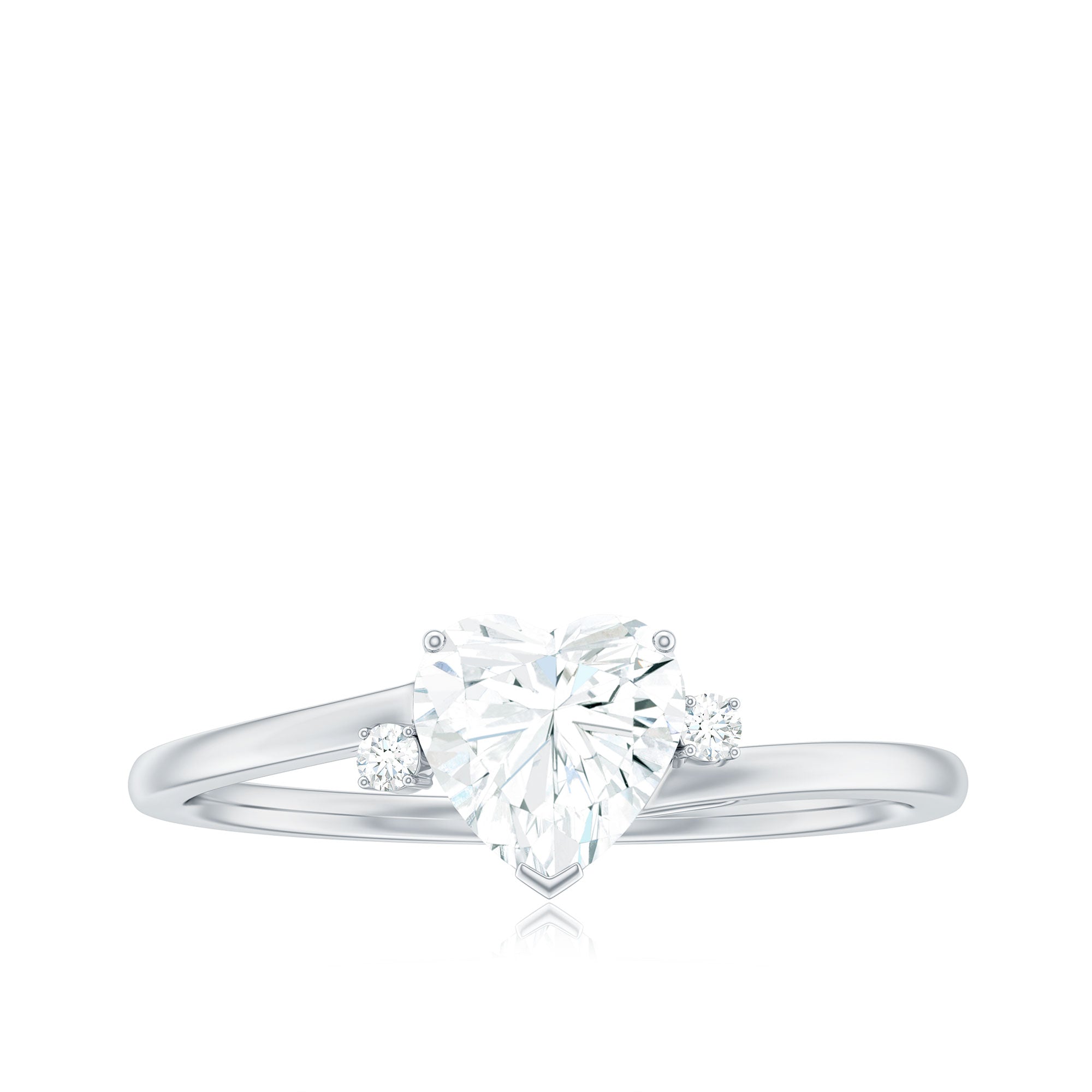 Solitaire Moissanite Heart Engagement Ring in Prong Setting