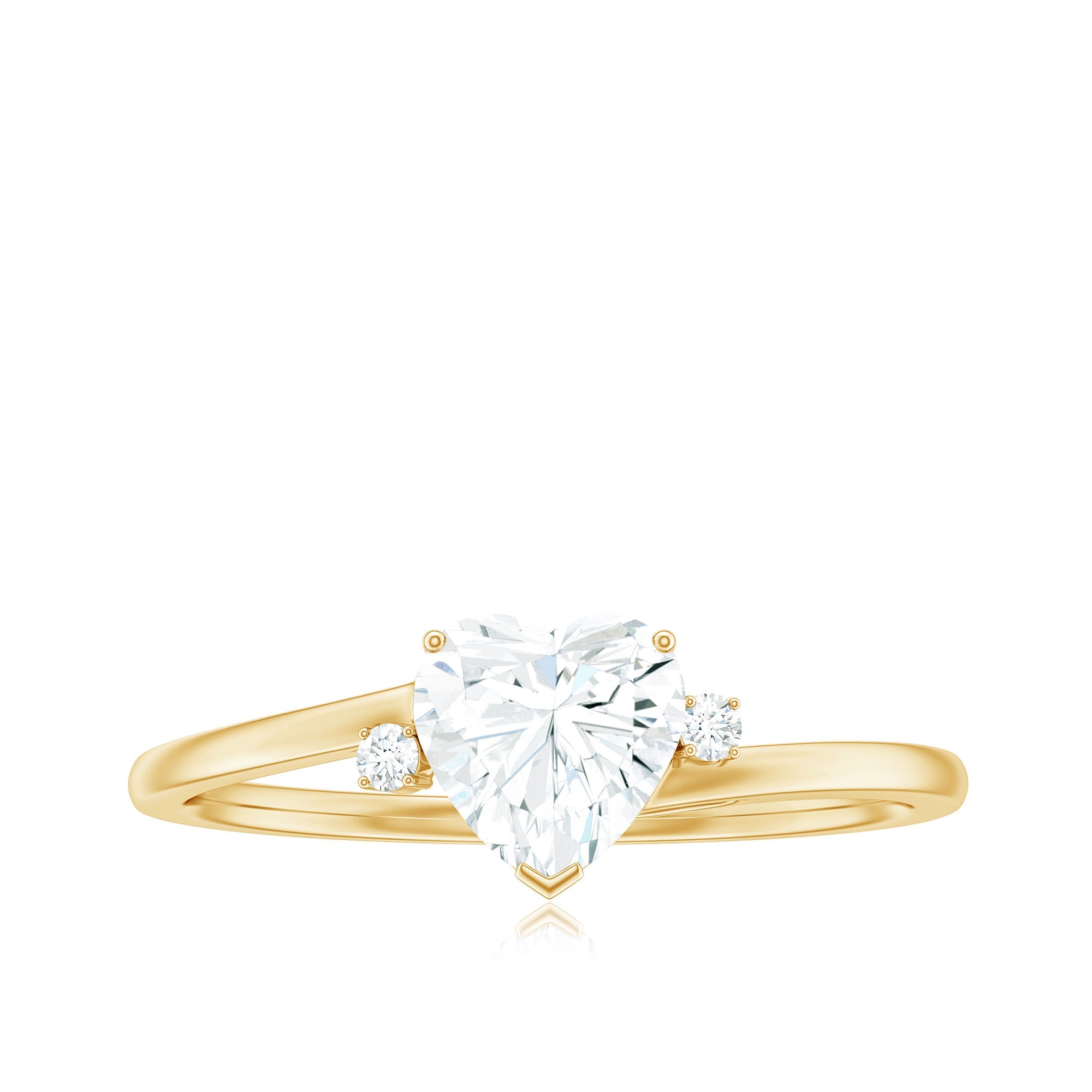 Solitaire Moissanite Heart Engagement Ring in Prong Setting