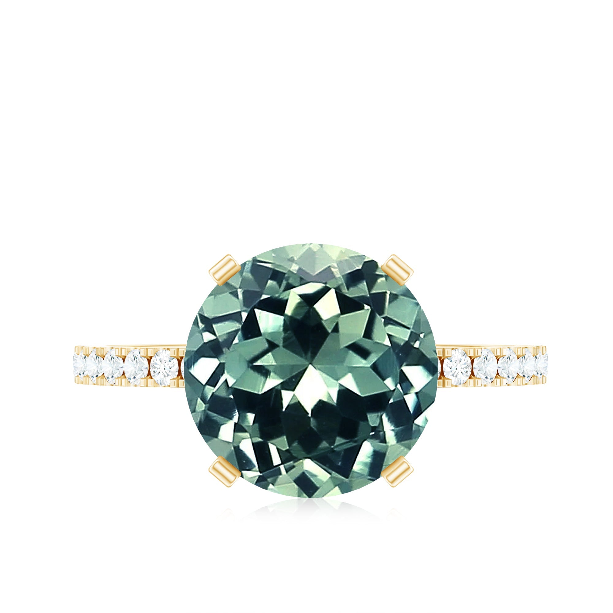 Created Green Sapphire Solitaire Engagement Ring with Diamond